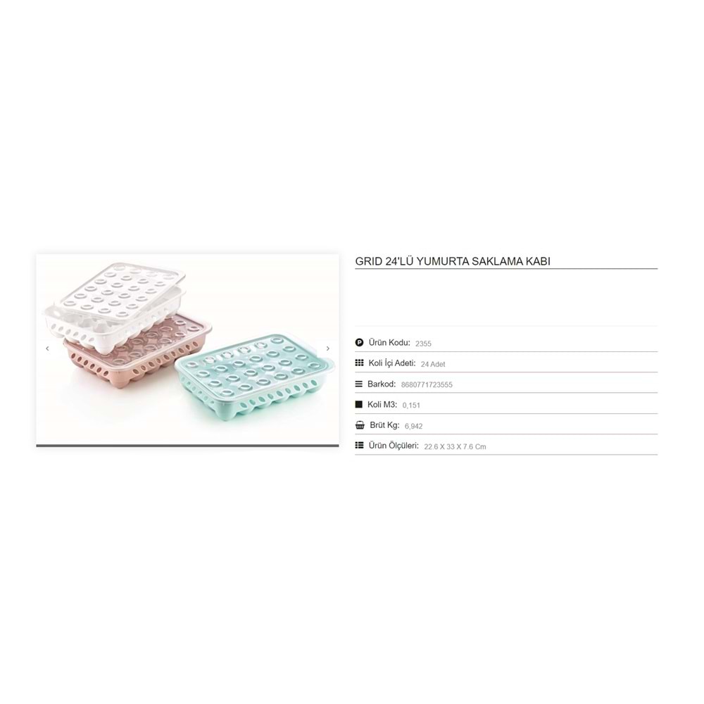 ÇANKAYA GRID YUMURTALIK 24 LÜ SAKLAMA KABI x24x 2355
