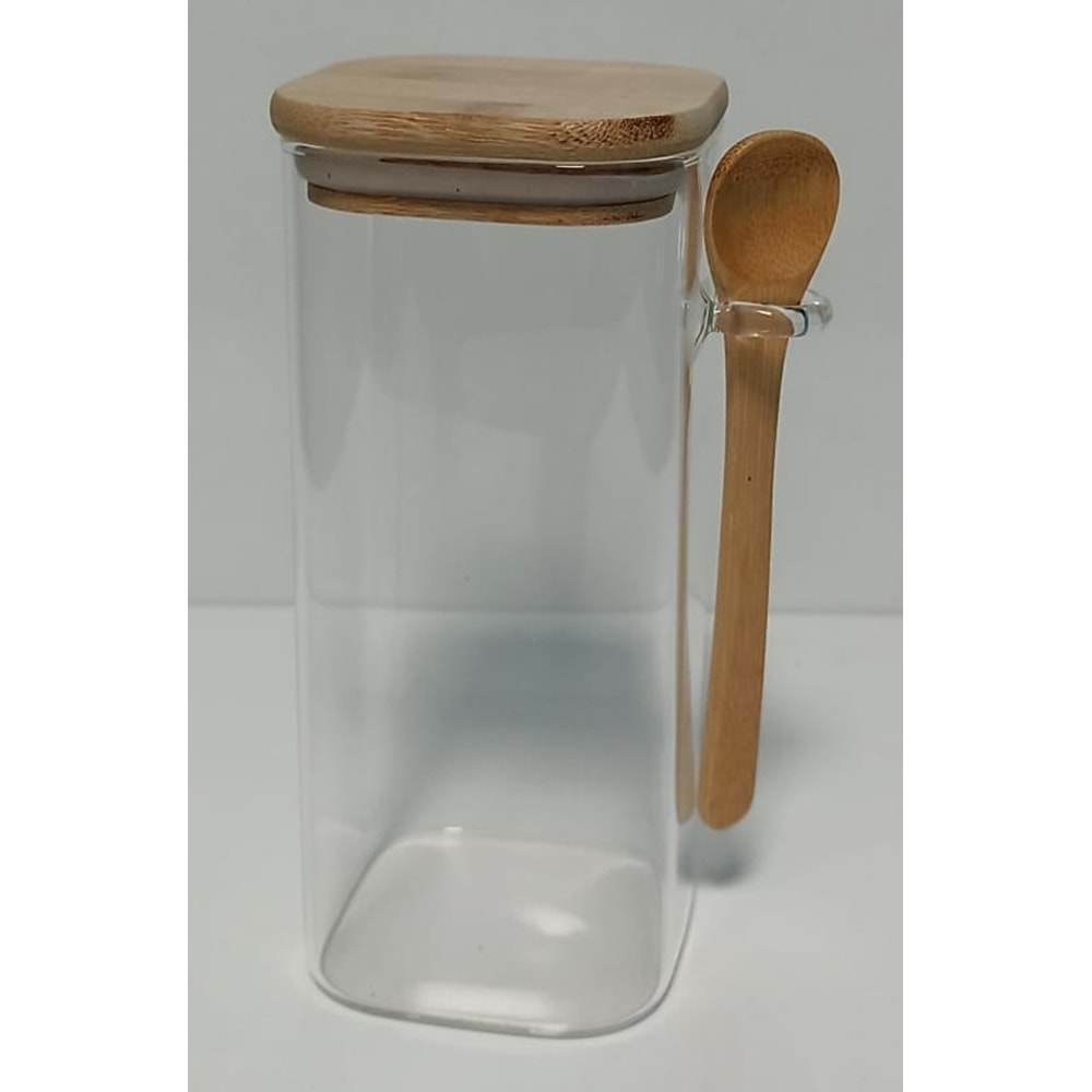 KRD 900 ML KARE BAMBU KAŞIKLI BAHARATLIK x24x KRD-3468
