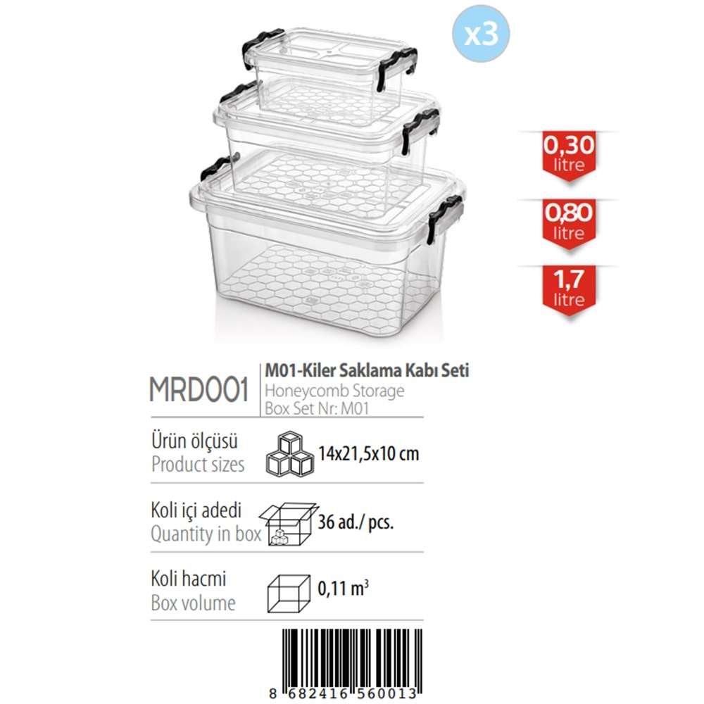 MERDEM KİLER SAKLAMA KABI SET M01 x36xMRD001