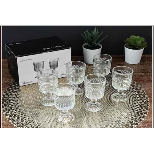 LAVİN KRİSTAL AYAKLI 6 LI KAHVE YANI BARDAK MR180x12x